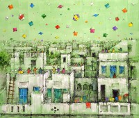 Zahid Saleem, 30 x 36 Inch, Acrylic on Canvas, Cityscape Painting, AC-ZS-144